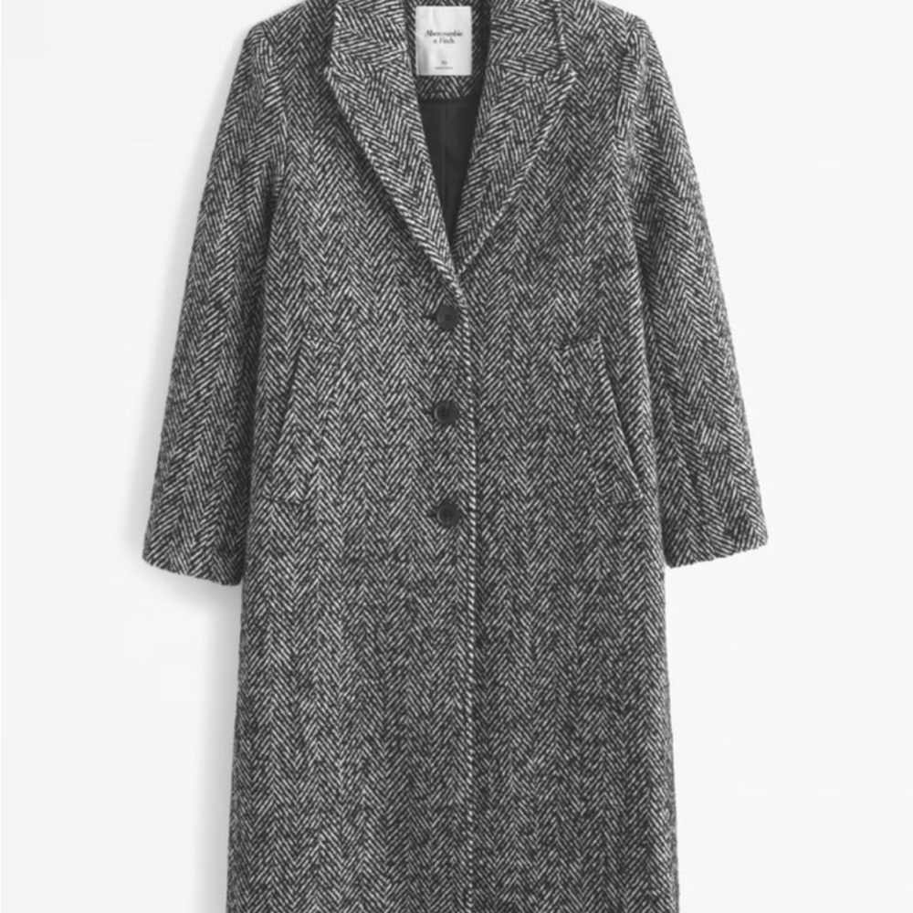 Abercrombie & Fitch Black and White Herringbone coat